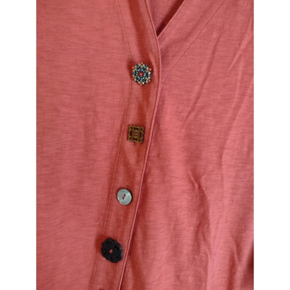 Soft Surroundings XS Womens Danielle Button Up Tunic Top Red 3/4 Sleeve - Picture 6 of 6